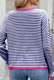 Knitted Round Neck Loose Striped Sweater