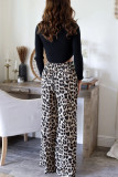 Leopard Print Straight Leg Pants