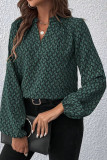 Printed Pleated Collar Lantern Sleeve Shirt