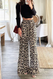 Leopard Print Straight Leg Pants