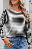 Knitted Round Neck Loose Striped Sweater
