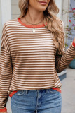 Knitted Round Neck Loose Striped Sweater