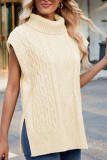 High Neck Knitted Sleeveless Sweater Vest