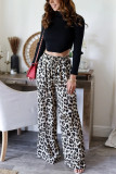 Leopard Print Straight Leg Pants
