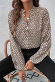 Printed Pleated Collar Lantern Sleeve Shirt