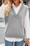 V-Neck Sleeveless Knitted Sweater Vest