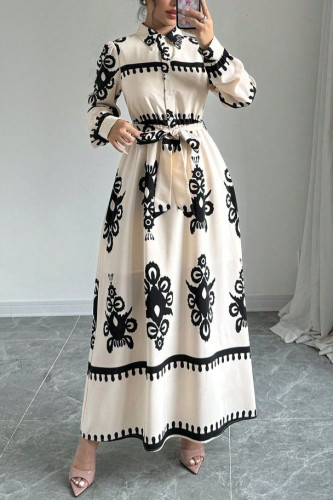 Holiday Style Printed Button Up Dress