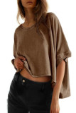 Solid Color Bat Sleeve Short Sleeved T-Shirt