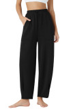 Solid Color Pocket Drawstring Waist Sports Pants