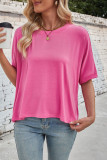 Solid Color Bat Sleeve Short Sleeved T-Shirt