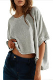 Solid Color Bat Sleeve Short Sleeved T-Shirt