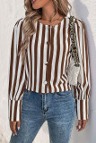 V-Neck Single Breasted Cardigan Striped Shirt