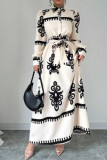 Holiday Style Printed Button Up Dress