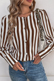 V-Neck Single Breasted Cardigan Striped Shirt