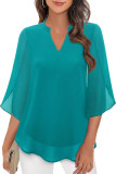 Petal Sleeve Loose V-Neck Chiffon Shirt