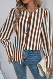 V-Neck Single Breasted Cardigan Striped Shirt