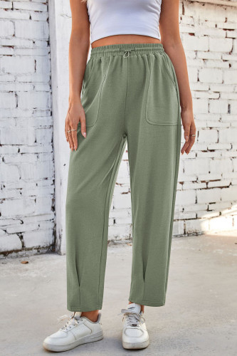 Solid Color Pocket Drawstring Waist Sports Pants