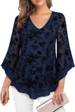 Horn Sleeve V-Neck Double-Layer Mesh Shirt