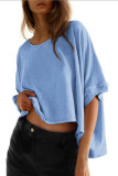 Solid Color Bat Sleeve Short Sleeved T-Shirt