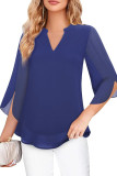 Petal Sleeve Loose V-Neck Chiffon Shirt