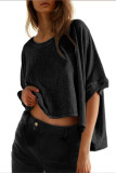 Solid Color Bat Sleeve Short Sleeved T-Shirt