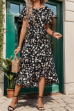 Ruffle Sleeve Round Neck Polka Dot Dress