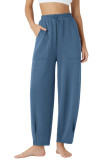 Solid Color Pocket Drawstring Waist Sports Pants