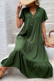 V-Neck Loose Solid Color Dress