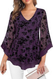 Horn Sleeve V-Neck Double-Layer Mesh Shirt
