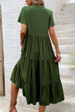 V-Neck Loose Solid Color Dress