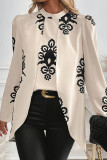 Long Sleeved Round Neck Floral Print Shirt
