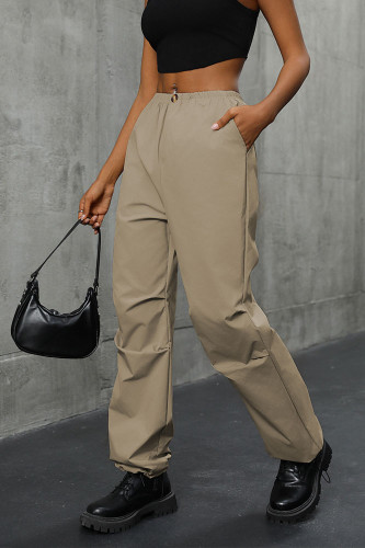 High Waisted Solid Color Casual Straight Leg Pants