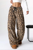 Leopard Print Casual Wide Leg Pants