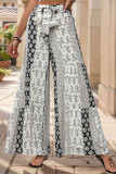 High Waisted Ethnic Style Casual Wide Leg Pants