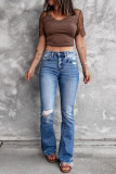 High Waisted Elastic Flared Pants Jeans
