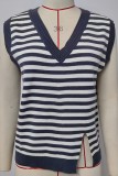 V neck Stripes Knitted Sweater Vest