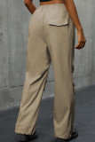 High Waisted Solid Color Casual Straight Leg Pants