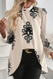 Long Sleeved Round Neck Floral Print Shirt