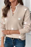 Love Print V-Neck Round Neck Knitted Sweater