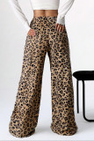 Leopard Print Casual Wide Leg Pants