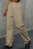 High Waisted Solid Color Casual Straight Leg Pants