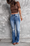 High Waisted Elastic Flared Pants Jeans