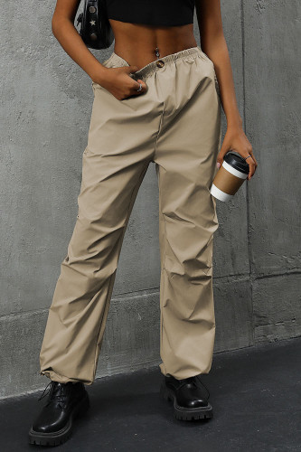 High Waisted Solid Color Casual Straight Leg Pants