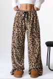 Leopard Print Casual Wide Leg Pants