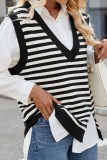 V neck Stripes Knitted Sweater Vest