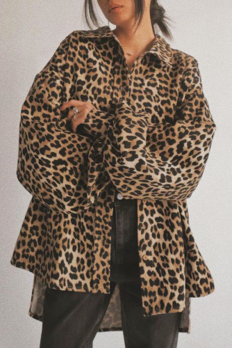 Leopard Print Retro Loose Cardigan Shirt