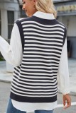 V neck Stripes Knitted Sweater Vest