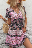 Summer New V-Neck Bohemian Print Dress