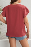 Summer Lace V-Neck Ruffled Sleeve Shirt