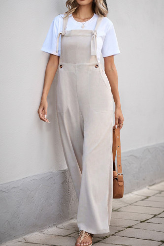 Summer Casual Style Pocket Solid Color Overalls